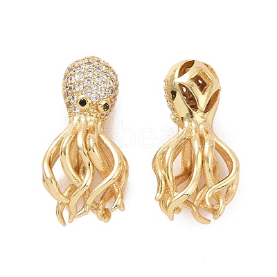 Eco-friendly Rack Plating Brass Micro Pave Cubic Zirconia Beads KK-F843-31G-1