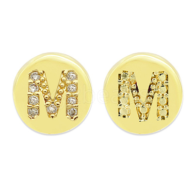 Brass Micro Pave Clear Cubic Zirconia Beads KK-T030-LA843-MX3-1