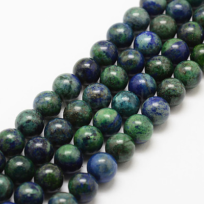 Natural Chrysocolla and Lapis Lazuli Beads Strands G-G735-07-6mm-1