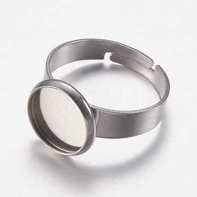 Tarnish Resistant Adjustable 304 Stainless Steel Finger Rings Components STAS-F149-18P-E-1