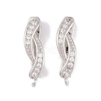 Rack Plating Brass Cubic Zirconia Hoop Earring Findings KK-S374-04P-05-1