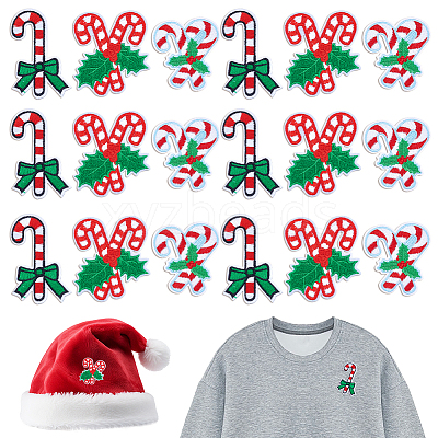 18Pcs 3 Styles Christmas Embroider Thread Iron on/Sew On Patches PATC-NB0001-47-1