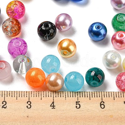 Opaque Spray Painted Glass Beads DGLA-MSMC002-8mm-1