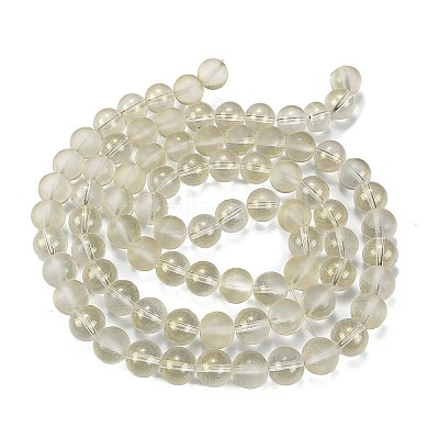Frosted Transparent Glass Bead Strands GLAA-P065-10mm-01-1