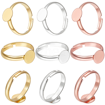 60Pcs 3 Colors Adjustable Brass Finger Rings Components KK-BBC0005-39-1