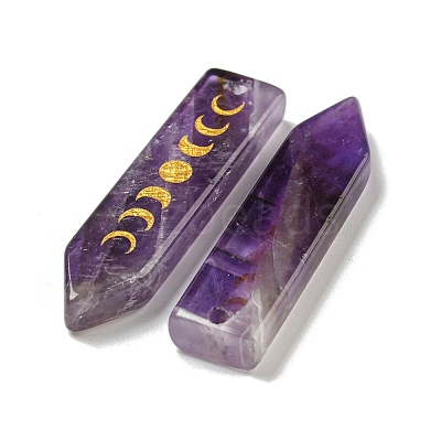 Natural Amethyst Moon Phase Pendants G-C145-01G-1