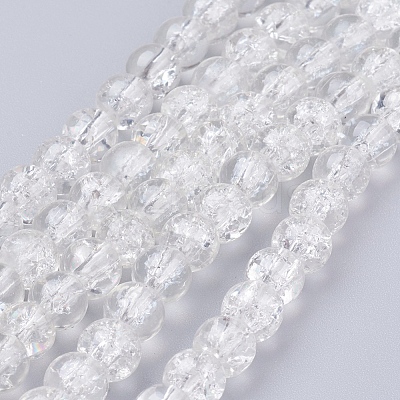 Spray Painted Crackle Glass Beads Strands CCG-Q001-6mm-01-1