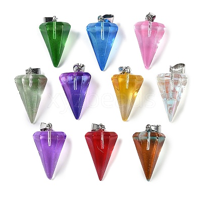 Spray Painted Glass Pendants X-GLAA-Z007-03-1