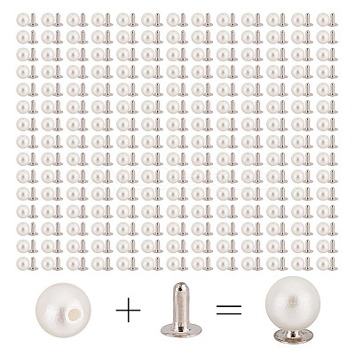 200 Sets ABS Plastic Imitation Pearl Rivet Studs KY-GO0001-06A-1