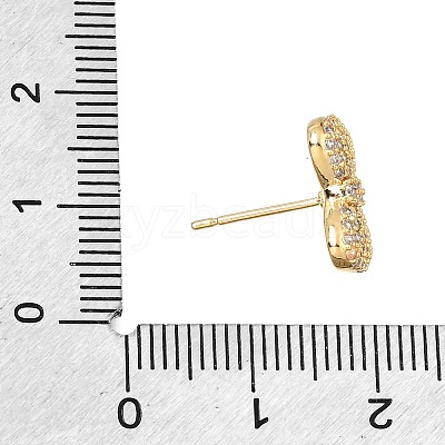 Brass Micro Pave Cubic Zirconia Stud Earring Findings with Loops CU-CBA0DEA-01G-1