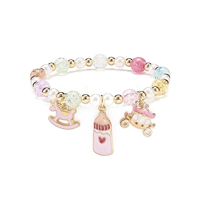 Colorful Alloy Enamel Cute Charms Bracelet BJEW-JB08661-05-1