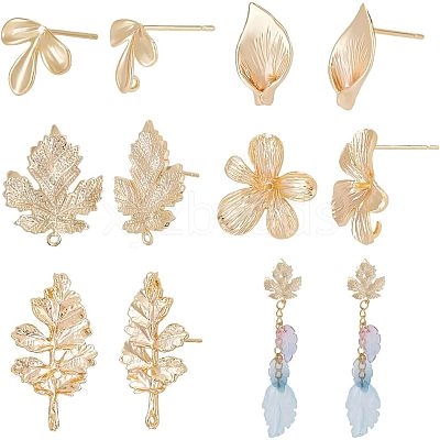 10Pcs 5 Style Brass Stud Earring Findings KK-CA0002-05-1