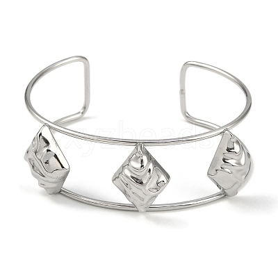 Non-Tarnish 304 Stainless Steel Wide Textured Open Cuff Bangles BJEW-Q348-05P-05-1
