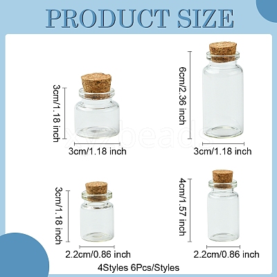 24Pcs 4 Styles Glass Bottle CON-FS0001-17-1
