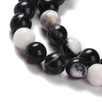 Round Natural Zebra Jasper Beads Strands G-R253-6mm-1