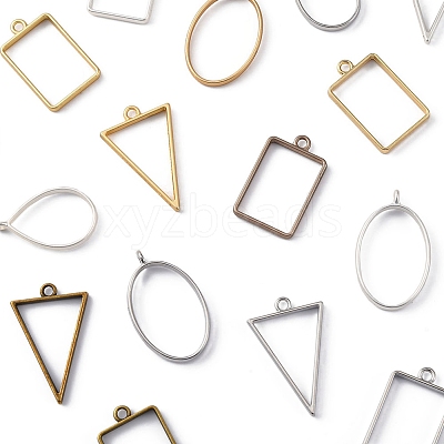 38Pcs 19 Styles Alloy Open Back Bezel Pendants FIND-FS0003-61-1