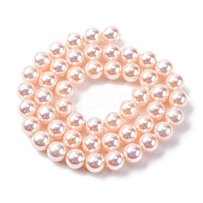 UV Plating Pearlized Glass Pearl Beads Strands GLAA-F128-01B-T09-1