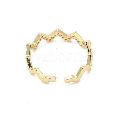 Brass Micro Pave Cubic Zirconia Open Cuff Rings RJEW-R146-02G-1