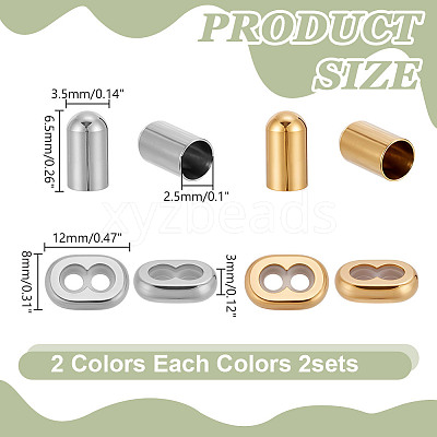 4 Sets 2 Colors Stainless Steel Silicone Bayonet Clasps STAS-AR0002-63-1