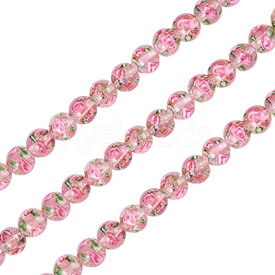 1 Strand Handmade Glod Sand Lampwork Beads Strands LAMP-TA0002-09A-1