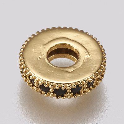 Brass Micro Pave Cubic Zirconia Bead Spacers ZIRC-K074-11A-02G-1