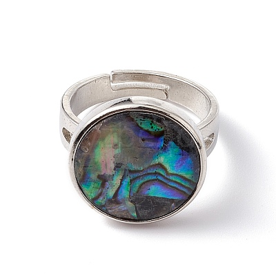 Natural Paua Shell Adjustable Rings RJEW-G260-01P-02-1