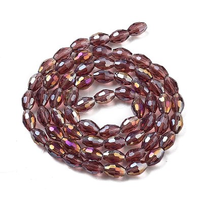 Transparent Electroplate Glass Beads Strands EGLA-A037-T6x8mm-B13-1