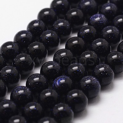 Synthetic Blue Goldstone Beads Strands X-G-D840-81-10mm-1