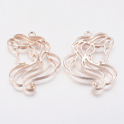 Alloy Open Back Bezel Pendants PALLOY-P166-34RG-1