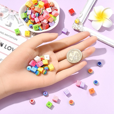 200Pcs 2 Styles Stripe Resin Beads RESI-YW0002-11-1