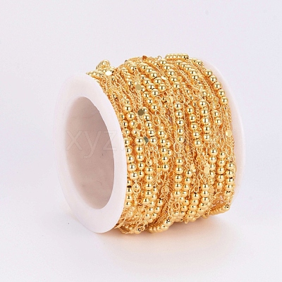 Brass Handmade Beaded Chains CHC-G006-07G-1