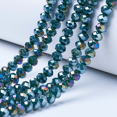 Electroplate Glass Beads Strands X-EGLA-A034-P6mm-B10-1