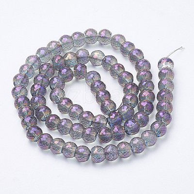 Electroplated Glass Beads Strands X-EGLA-Q092-8mm-A08-1