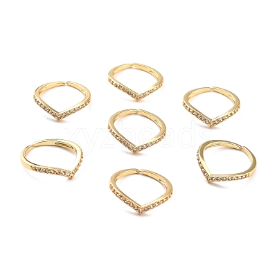 Clear Cubic Zirconia Crown Open Cuff Ring for Women X-RJEW-C018-15G-1