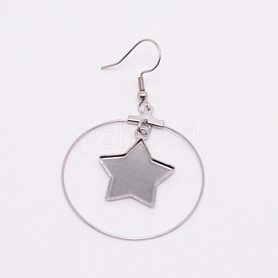 Stainless Steel Dangle Earrings LS-STAS-WH0015-37P-1
