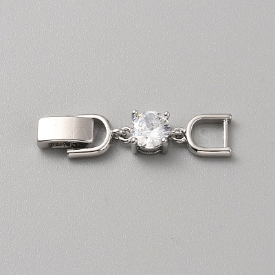 Extender Clasps Brass Cubic Zirconia Fold Over Extension Clasps Golden and Platinum Watch Band Extension Clasps  KK-WH20004-02B-P-1