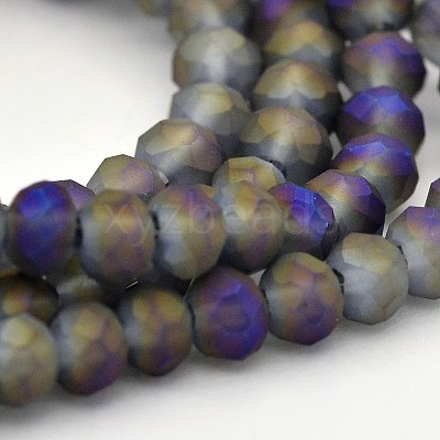 Full Rainbow Plated Faceted Rondelle Glass Beads Strands EGLA-J081-3x2mm-FR01-1
