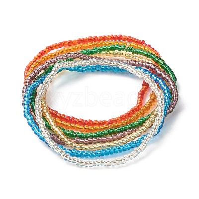 Bling Glass Seed Beads Anklets Set AJEW-AN00461-1