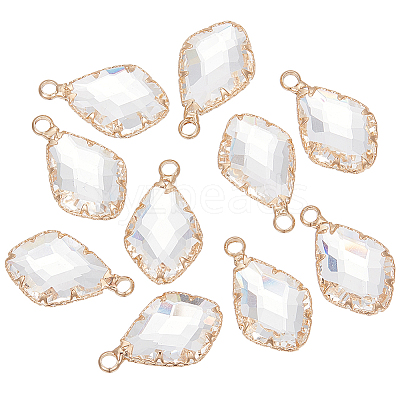 10Pcs Rhombus Glass Pendants FIND-BC0013-18-1