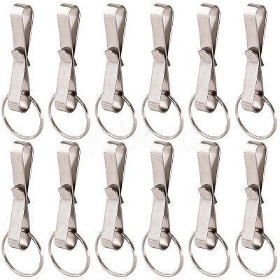 12Pcs Stainless Steel Keychain with Security Belt Clip KEYC-SC0001-17-1