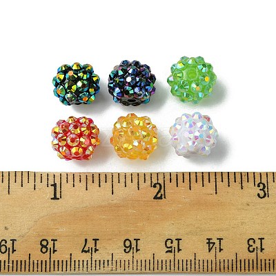 30Pcs 6 Colors Resin Rhinestone Beads RESI-FS0001-64-1