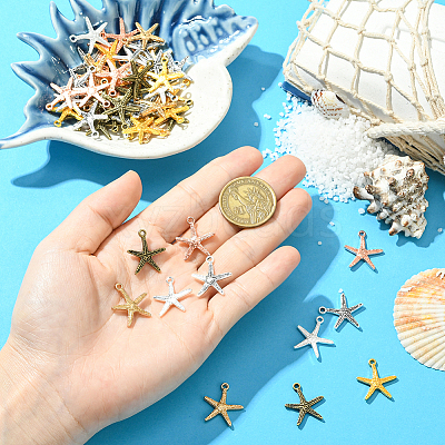 60Pcs 6 Colors Tibetan Style Alloy Pendants FIND-SC0016-86-1