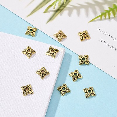 Tibetan Style Alloy Bead Caps TIBEB-Q018-AG-FF-1