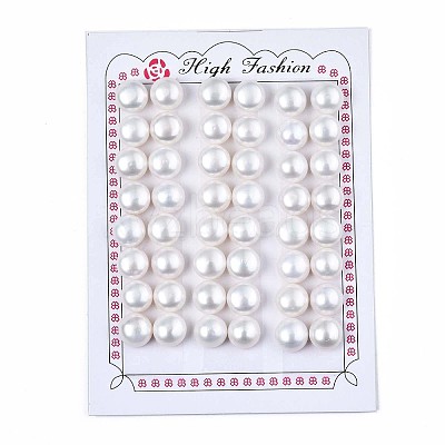 Half Drilled Natural Cultured Freshwater Pearl Beads PEAR-R008-01-1