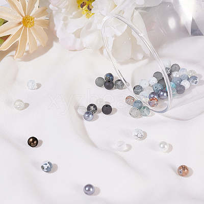 Glass Round Beads GLAA-PH0007-60-WH-1