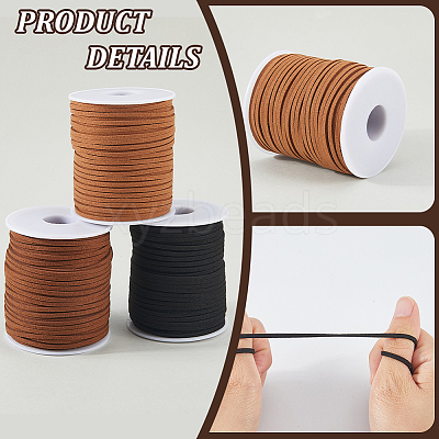 3 Rolls 3 Colors Flat Faux Suede Cord OCOR-CL0001-07-1