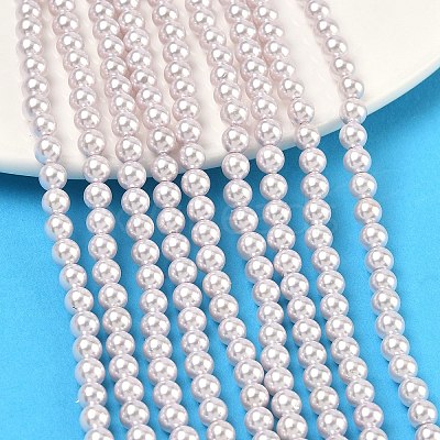 Electroplated Shell Pearl Beads Strands BSHE-G041-4mm-06-1