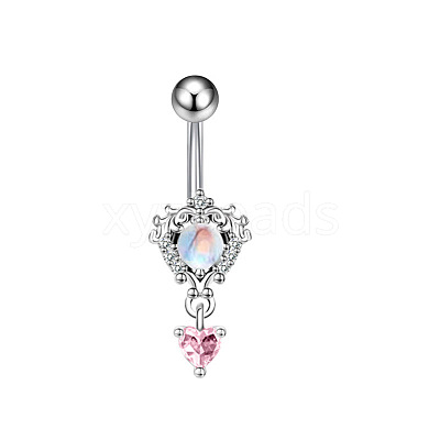 316L Surgical Stainless Steel Pave Cubic Zirconia Curved Barbell Bell Rings WG68FB4-01-1