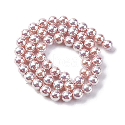 UV Plating Pearlized Glass Pearl Beads Strands GLAA-F128-01B-T11-1