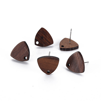 Walnut Wood Stud Earring Findings X-WOOD-S054-47-1